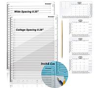 Straight Line Stencil Templates and Envelope Addressing Guide Set of 6, Line Drawing Stencil Lettering Guide, College Ruled 9/32" and 0.35" Spacing (Inch and cm)