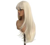 Straight Long Blonde Wig with Bangs for Women,Natural Blond Synthetic Wigs for Daily Party Use Fluffy and Natural(22 inch)