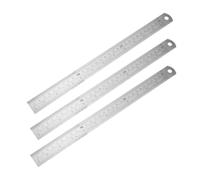 Straight Measuring Ruler 3pcs Stainless Steel Double Sided 30cm Silver | Portable Lightweight Tool, Accurate Scale for Graphic Design and Teaching, for Students