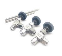 Straight Needle Valve Stainless Steel Needle Double Ferrule 6mm 8mm 10mm Gas Path Right Globe Straight Angle Type Stop Valve(6mm)