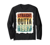 Straight Outta 1967 Born Birthday Retro Vintage Mens Womens Long Sleeve T-Shirt