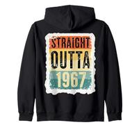 Straight Outta 1967 Born Birthday Retro Vintage Mens Womens Zip Hoodie