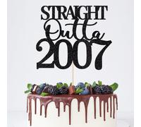 Straight Outta 1975 cake topper 50th birthday happy birthday cake topper men and women cheer 50 years old handmade black glitter cake decoration (1975) (Straight Outta, 2007)