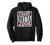 Straight Outta 2008 Birthday Womens Girls Distressed Funny Pullover Hoodie