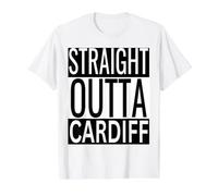 Straight Outta Cardiff Hometown Pride Bold Typography Value Graphic T-Shirt, Men, White, XL