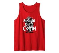 Straight Outta Coffin Scary Halloween Gothic Horror Tank Top, Men, Red, Small