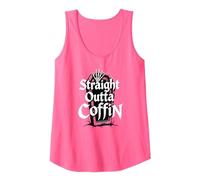 Straight Outta Coffin Scary Halloween Gothic Horror Tank Top, Women, Neon Pink, Small