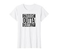 Straight Outta Crawley Value Graphic T-Shirt, Women, White, XS