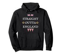 STRAIGHT OUTTA ENGLAND, BRITISH FLAG, ROYAL CROWNS, BUNTING Pullover Hoodie