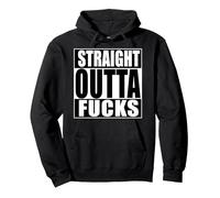 Straight Outta Fucks Funny Zero Fucks Given Pullover Hoodie, Adult Unisex, Black, X-Large