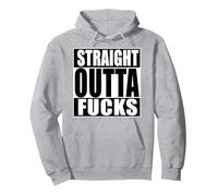 Straight Outta Fucks Funny Zero Fucks Given Pullover Hoodie, Adult Unisex, Heather Grey, Small