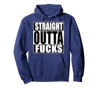 Straight Outta Fucks Funny Zero Fucks Given Pullover Hoodie, Adult Unisex, Navy Blue, X-Large