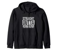 Straight Outta Hernia Repair Surgery Recovery Zip Hoodie