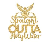 Straight Outta Holy Water Cake Topper, First Holy Communion Cake Decor, God Bless This Child, Religious Christening Baptism Baby’s 1st Communion Baby Shower Party Decorations Supplies Gold Glitter