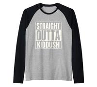 Straight Outta Kiddush Shabbat Shalom Jewish Kosher Cholent Raglan Baseball Tee