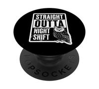 Straight Outta Night Shift Worker Owl Mens Womens Vintage PopSockets Adhesive PopGrip