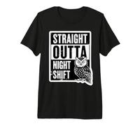 Straight Outta Night Shift Worker Owl Mens Womens Vintage Premium T-Shirt