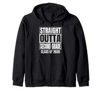 Straight Outta Second Grade Graduation Class of 2026 Funny Zip Hoodie