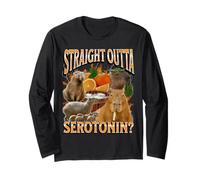 Straight Outta Serotonin Funny Capybara Meme Bootleg Y2K Long Sleeve T-Shirt