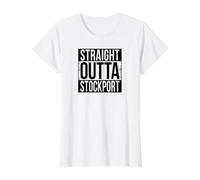Straight Outta Stockport Value Graphic T-Shirt, Women, White, M