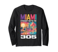 Straight Outta The 305 Vacation Tropical Summer Miami Beach Long Sleeve T-Shirt