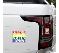 Straight Outta The Closet LGBT Gay Pride Rainbow Car Magnet Sticker Magnetic Decal - 2 Pack Reflective 10.2cm 12.7cm - for Truck Door Fridge Reusable Waterproof
