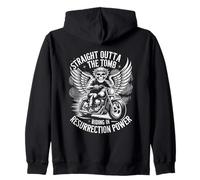 Straight Outta The Tomb Christian Biker Style Zip Hoodie