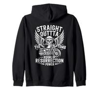 Straight Outta The Tomb Riding In Resurrection Power Zip Hoodie