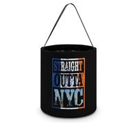 Straight Outtra New York City Flag Halloween Tricking Or Treating Bucket Funny Party Favor Tote Bag for Candy Gifts Travel