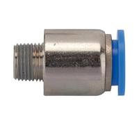 Straight plug fitting »Blue Series«, round, R 1/2 a., for hose outside diameter 12 mm, working pressure max. 15 bar, plastic/MS vertical.