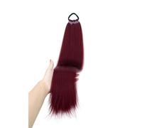 Straight Ponytail Extension 55cm Long Hair Elastic Band Design Multiple Colors Simple Style for Daily Office Use(Burgundy-BUG)