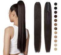Straight Ponytail Extensions Human Hair One Piece Claw Clip Ponytail Real Remy Hair 14 inch #1B Natural Black