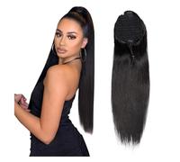 Straight Ponytail Human Hair Extensions with Clip Drawstring Ponytail for Women(20inches)