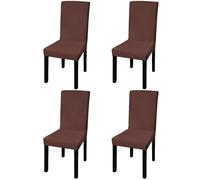 Straight Stretchable Chair Cover 4 pcs Brown