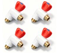 Straight-Through Angle Valve 4-Pack, 1/2',' 3/4'' Brass Ball Core, Anti-Burst Hot/Cold Water Shut-Off for Fixtures(1/2" (DN15))