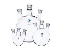 Straight Triple Mouth Flask, Round Bottom, High Borosilicate Glass Flask, Laboratory Triple Reactor, Thick Portion, 8.5 fl oz (250 ml), 19 x 19 x 19 x 19 cm)