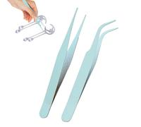 Straight Tweezers for Creative Work - Standard Stainless Steel 10x1cm DIY | Eyelash Accessory with Protective Cover Precision Tool for Eyelash Stickers Art | Salon of