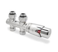 Straight Underside 50mm Euro Connection Chrome Thermostatic Valves for Radiators & Towel Rails