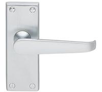 Straight Victorian Lever on Rectangular Latch Backplate Handle - Satin Chrome | Lever on Backplate Door Handle - Internal Door Hardware - Lock, Euro, Oval and Latch Options Available