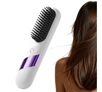 Straightener Brush - 4 Temp Settings USB Rechargeable LED Display Fast Heating - Heated Straightening Brush,for Home Travel Business Trip, Office Workers Students Women Girls
