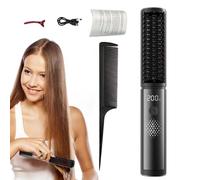 Straightening Brush - Ceramic Hair Styler, Adjustable Temperature Setting, Frizz Reduction Device, Quick Heat Styling | for Personal Use Travel Professional Salon Girls Women Bedroom Bathroom Dressing