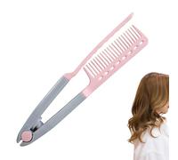 Straightening Brush, Flat Iron Accessory, Quick Frizz Remover, Anti-Scald Grip, Tames Thick Course Hair, Personal Grooming, V Shaped Alignment, Hotel Vacation Dating Tool Pink