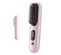 Straightening Brush - Portable Device with Four Thousand Miliamp Hour Battery, Temperature Settings Plus USB Charging Cable Accessory, Salon Quality Hardware - for Women