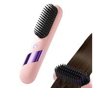 Straightening Brush | USB Rechargeable LED Display 4 Temperature Settings Compact Hair Straightening Brush | for Home, Travel, Business Travel, Office Workers, Students, etc