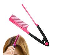 Straightening Comb - V Shape | Straightener Comb Attachment | V-Shape Hair Styling Straightener for Travel Holiday Hotel Dates, Heat Resistant Antistatic, Pink Black, Portable Styling Tool, Quality