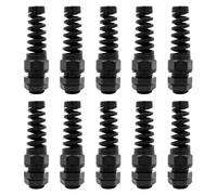 Strain Relief Cord Connector,LISTENJIALE 10Pcs NPT 1/4" Waterproof Cable Gland Flex Spiral Strain Relief Adjustable 4-8mm Cable Connector Nylon Joint with Gaskets(Black)