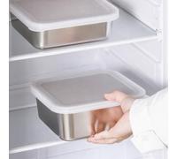 Strainer Lunch Box Stainless Steel 2500ml for Salad(1500ml) | Built-in strainer insert, rinse fruit directly, 2500ml capacity, leak-proof locking lid, silver finish