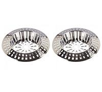 Strainer Sink Silver Plastic 1 Small 1 Large Kitchen Bathroom Bath Shower Hair Trap Food Stopper Waste Filter Plug Basin 33mm & 45mm