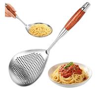 Strainer Spoon | with Wooden Handle - Large Slotted Spoon with Wooden Handle,for Frying Noodles Dumpling Egg Meat Home Restaurant Straining Restaurant