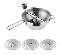 Strainer - Stainless Steel Food Mill with 3 Inserts | Manual Feeder Through Mill for Food Mills Vegetable Machine | Jam Machine for Fruit, Vegetables, Purees